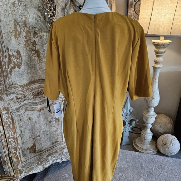 Kasper Mustard Dress with Royal Blue Details - Picture 4 of 7